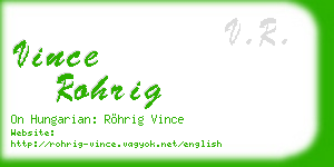 vince rohrig business card